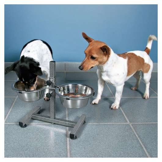 Trixie Hundebar mit Edelstahlnäpfen – 2 x 1,8 l