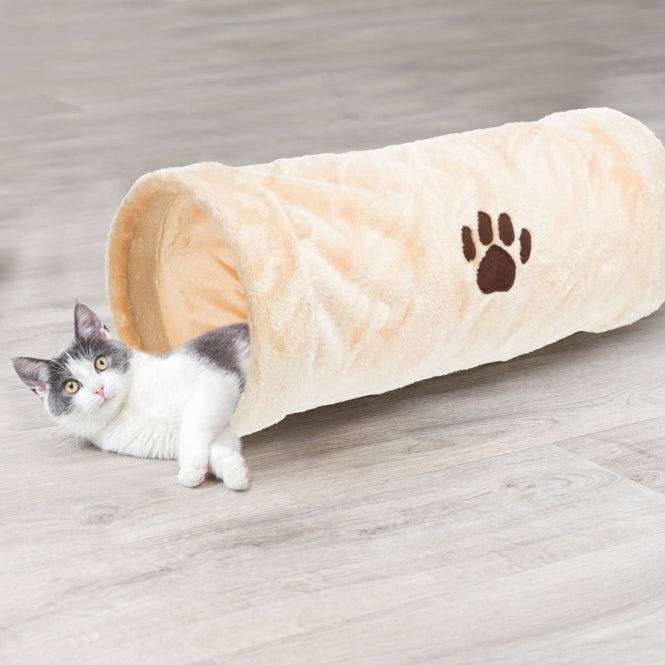 Trixie Crunch Plüschtunnel – 60 cm Beige für Katzen und Welpen