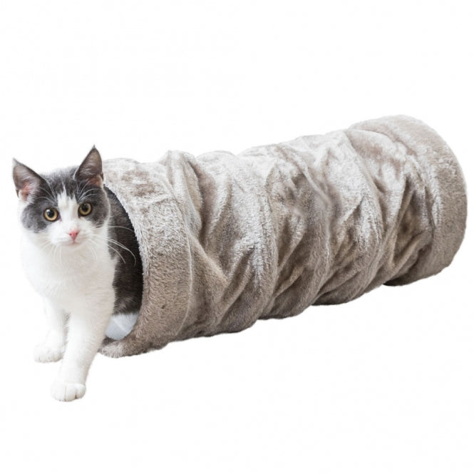 Trixie Crunch Plüschtunnel – 60 cm Grau für Katzen und Welpen